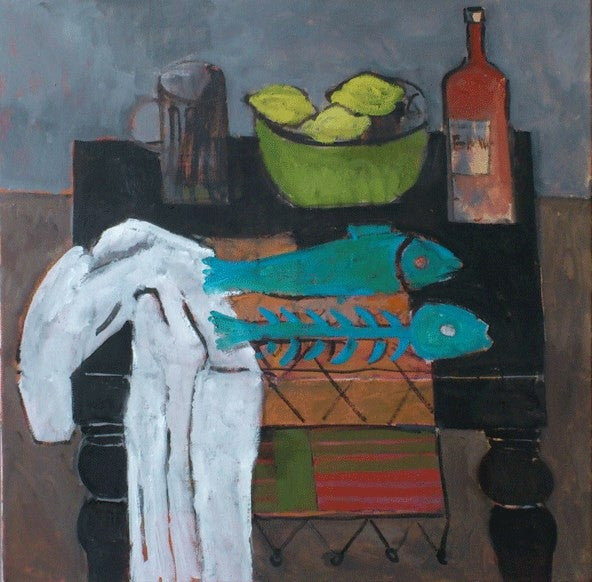 Натюрморт със сини риби