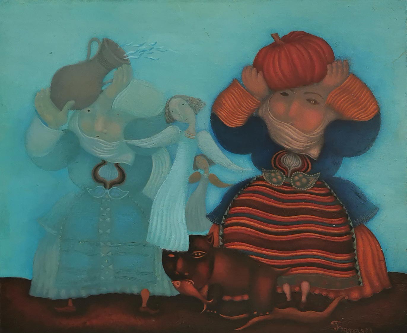 Две жени в синьо