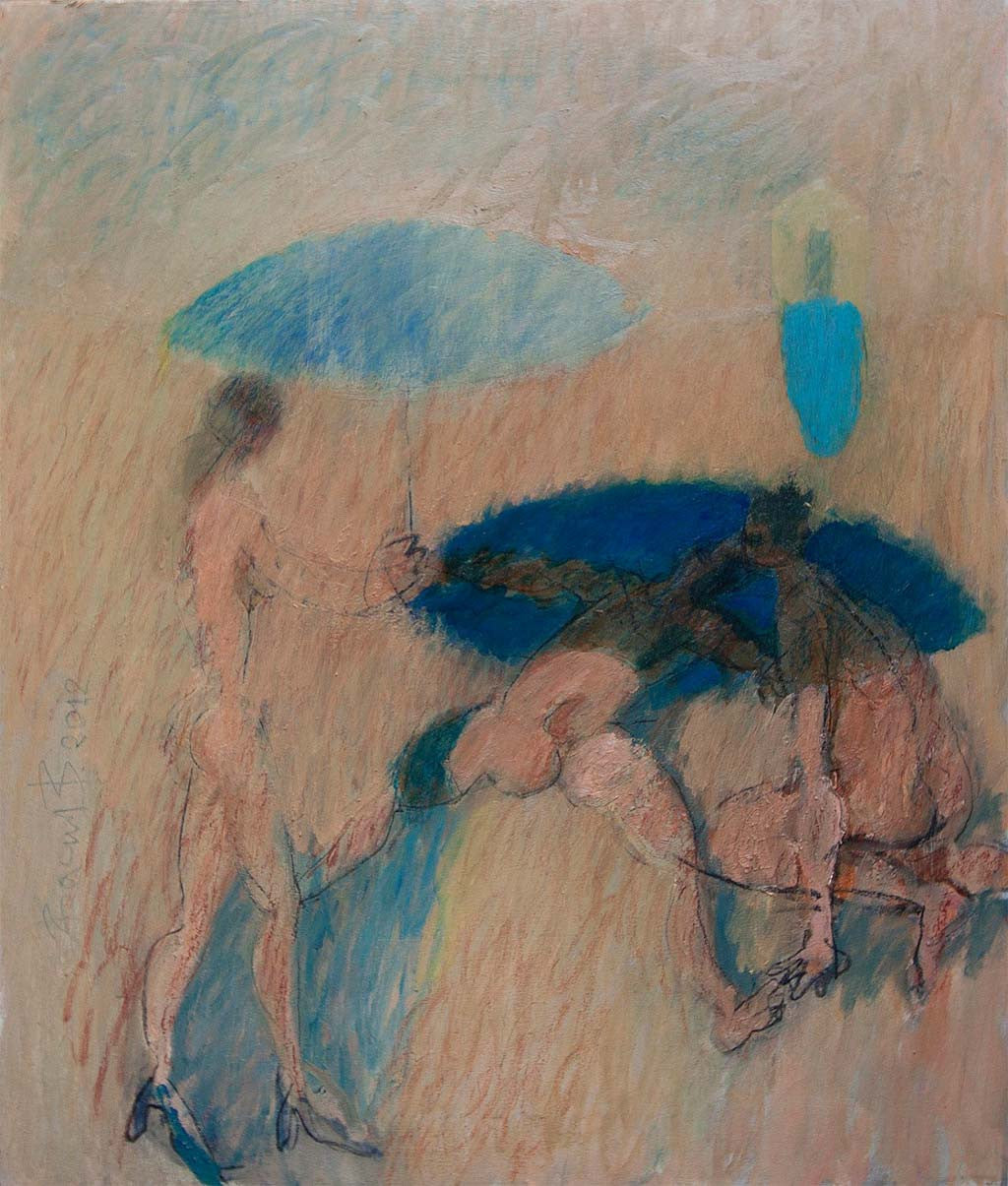 Две жени и един мъж пред дома на мъжа, Васил Василев