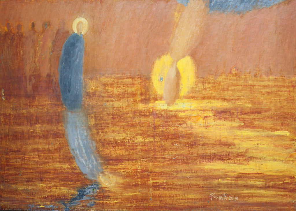 Ходене по водата с риба и ангел