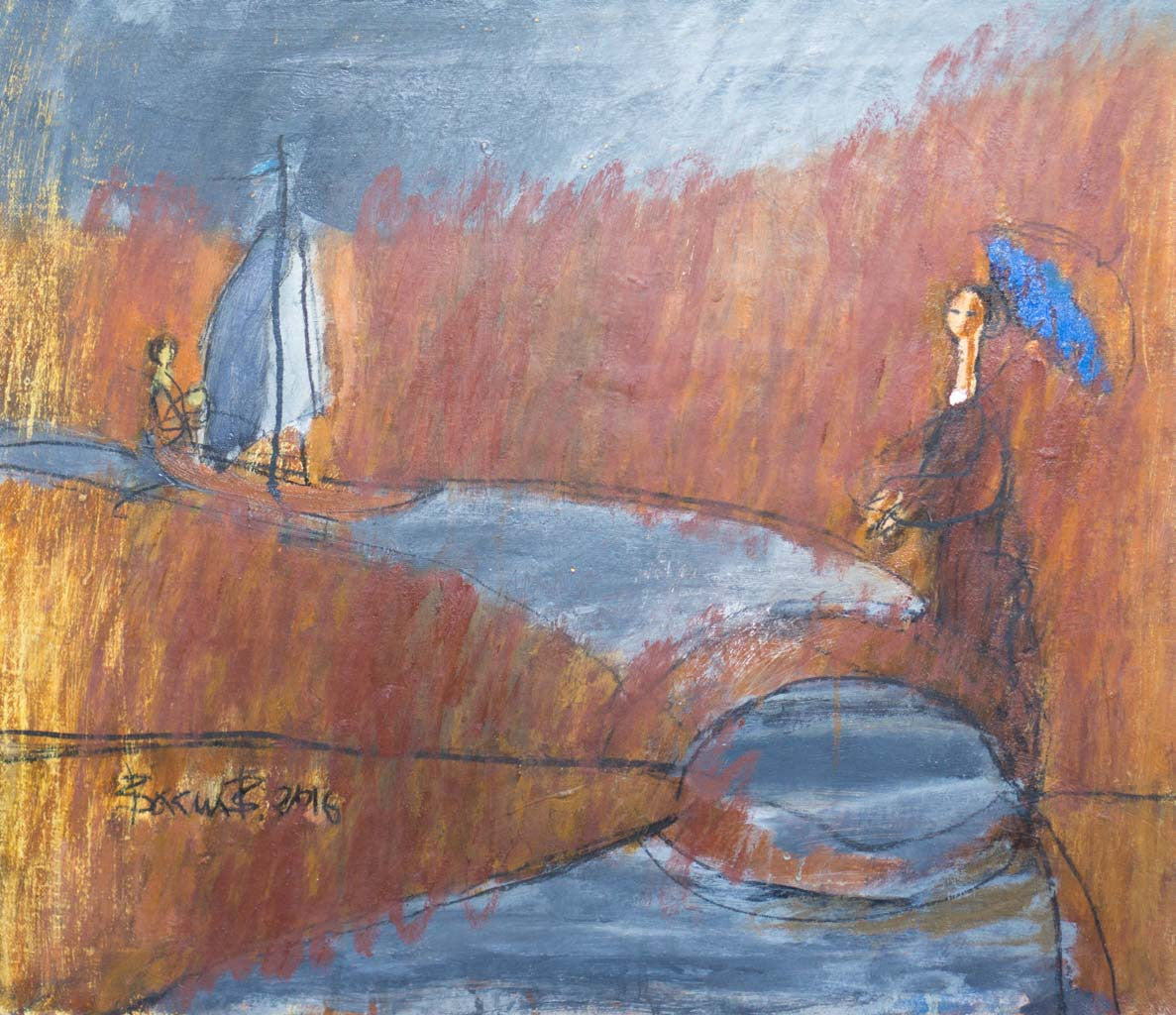 Буря и лодка в реката, Васил Василев