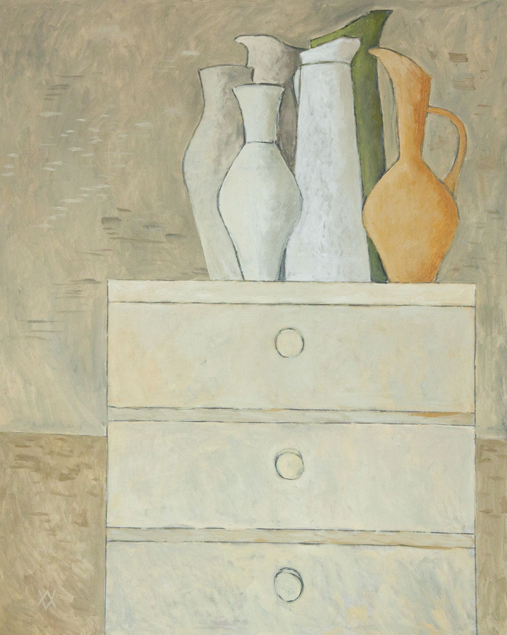 Съдове върху скрин, Василка Монева