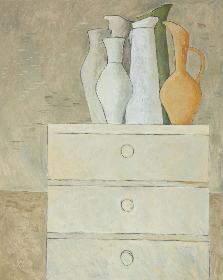 Съдове върху скрин, Василка Монева