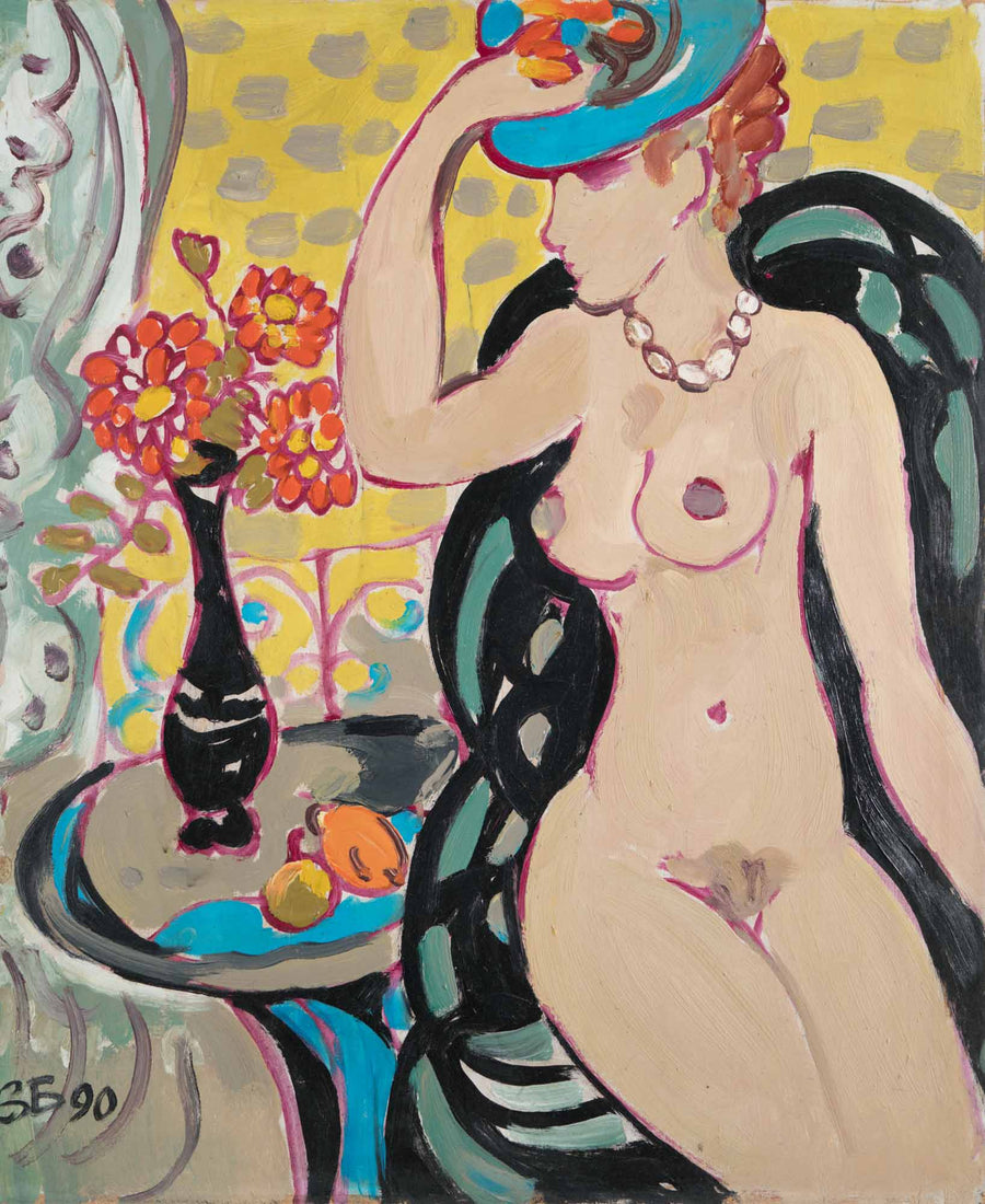 Етюд с шапка, цветя и лимони, Здравко Батембергски