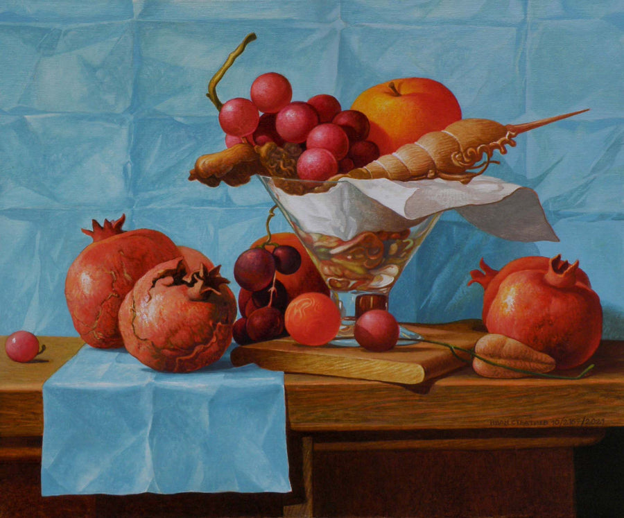 Натюрморт със синя покривка, Иван Стратиев